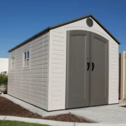 8′ wide x 15′ deep plastic storage shed