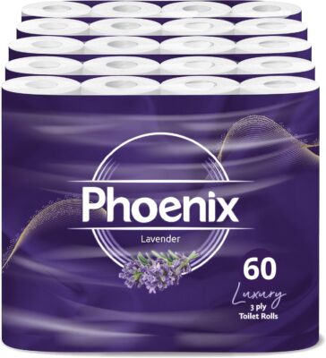 60 Phoenix Soft Supreme Luxury Toilet Rolls Bulk Buy – Quilted White 3 Ply Toilet Paper – Pack of 60 Toilet Tissue