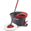O-Cedar EasyWring Microfiber Spin Mop. Bucket Floor Cleaning System. Red. Gray