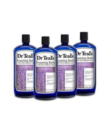 Dr Teal-s Foaming Bath with Pure Epsom Salt. Soothe & Sleep with Lavender. 34 fl oz (Pack of 4)