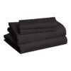 Amazon Basics Lightweight Super Soft Easy Care Microfiber 4 Piece Bed Sheet Set with 14-Inch Deep Pockets. Queen. Black. Solid