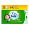 Puffs Plus Lotion Facial Tissues. 8 Family Boxes. 124 Facial Tissues per Box