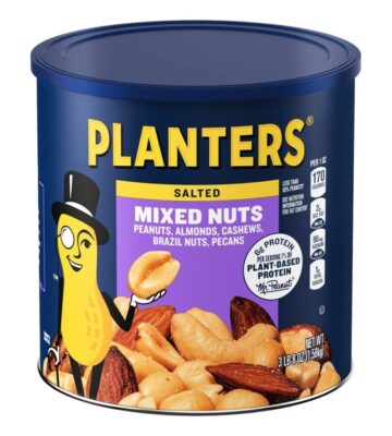 Planters Mixed Nuts Less Than 50% Peanuts with Peanuts (Almonds. Cashews. Brazil Nuts. Pecans & Sea Salt. 3.0 lb Canister)