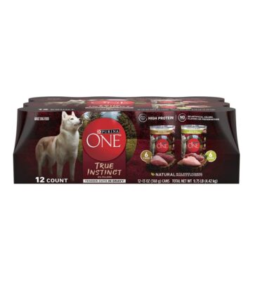 Purina ONE True Instinct Tender Cuts in Gravy With Real Turkey and Venison. and With Real Chicken and Duck High Protein Wet Dog Food Variety Pack ?C (12) 13 oz. Cans