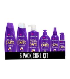 Aussie Miracle Curls Collection: Shampoo. Conditioner. Deep Conditioner. Spray Gel. Detangling Milk. and Oil Hair Treatment (6 Piece Set)