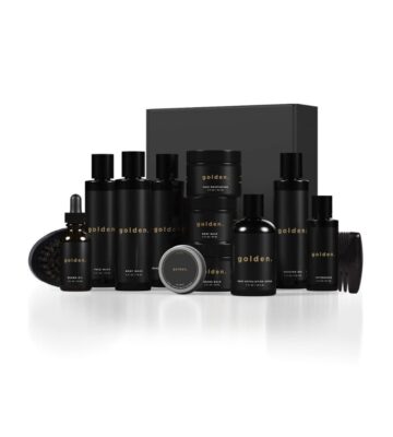 Golden Bundle. Premium Personal Care & Beard Grooming Set with All- Natural Products
