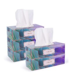 Plush Facial Tissues 130 Per Box Size 7?? X 6.9?? 2 Ply.Soft. Smooth. Great for Bathroom. Office. Store. School.Home. Kitchen. Or in Your Car & in Every Room (Family pack Pack of 5. 650 Tissues total)