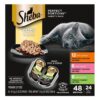 SHEBA PERFECT PORTIONS Cuts in Gravy Wet Cat Food Trays (24 Count. 48 Servings). Roasted Chicken. Gourmet Salmon and Tender Turkey Entr??e. Easy Peel Twin-Pack Trays