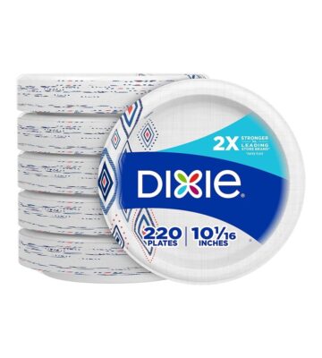 Dixie Paper Plates. 10 1/16 inch. Dinner Size Printed Disposable Plate. 44 Count (Pack of 5) . Packaging and Design May Vary