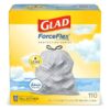 Glad ForceFlex Protection Series Tall Kitchen Trash Bags. 13 Gal. Fresh Clean with Febreze. 110 Ct (Package May Vary)