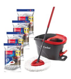 O-Cedar Easywring Microfiber Spin Mop & Bucket Floor Cleaning System with 4 Extra Refills